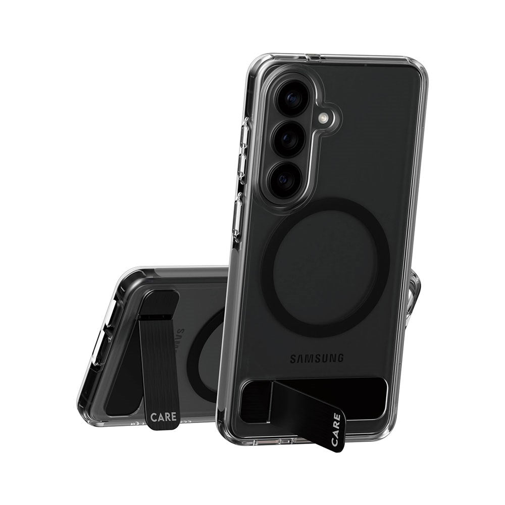 Samsung Galaxy S26 CARE by PanzerGlass Feature Kickstand Case - Qi Kompatibel - Transparent / Black