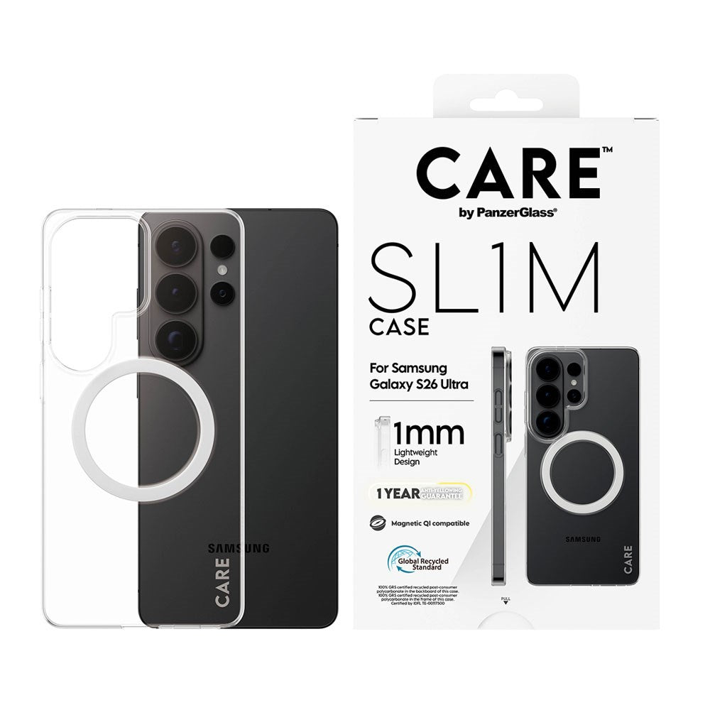 Samsung Galaxy S26 Ultra CARE by PanzerGlass SL1M Case - Gennemsigtig