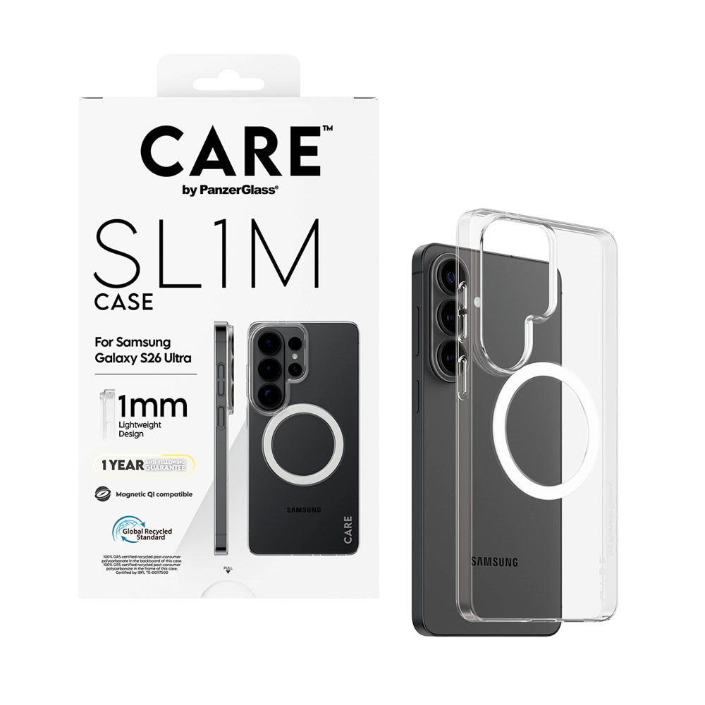 Samsung Galaxy S26 Ultra CARE by PanzerGlass SL1M Case - Gennemsigtig