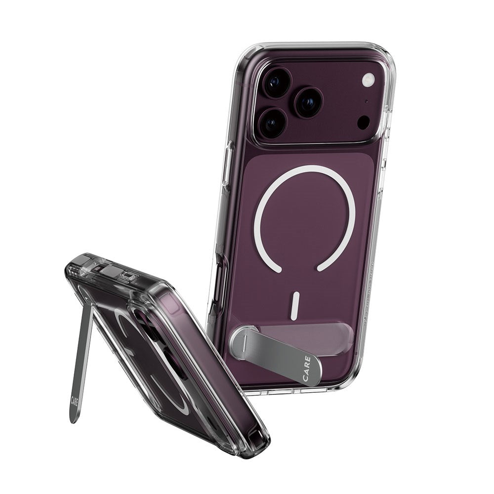 iPhone 18 Pro / 17 Pro CARE by PanzerGlass Feature Kickstand Case - MagSafe Kompatibel - Gennemsigtig / Hvid