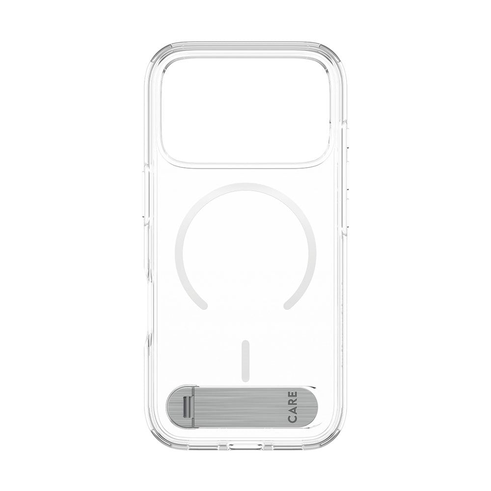 iPhone 18 Pro / 17 Pro CARE by PanzerGlass Feature Kickstand Case - MagSafe Kompatibel - Gennemsigtig / Hvid