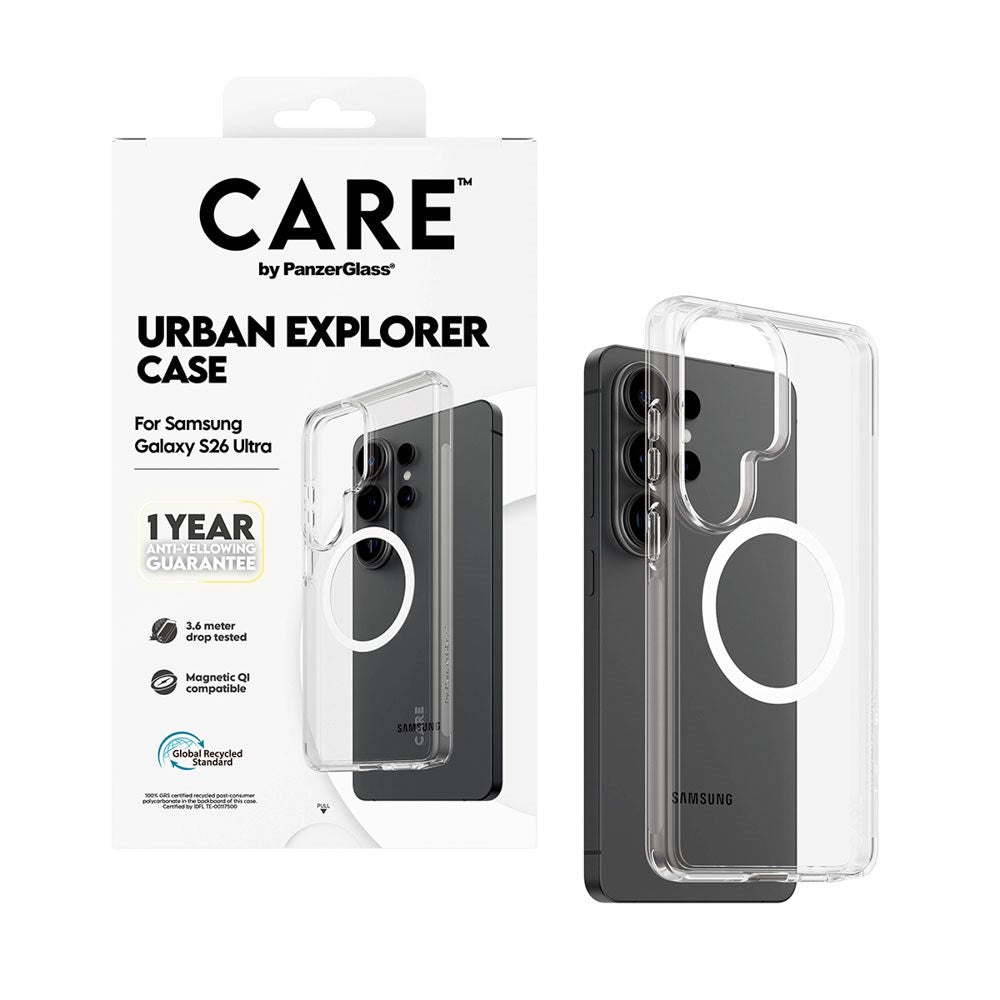 Samsung Galaxy S26 Ultra CARE by PanzerGlass Urban Explorer Case - Qi Kompatibel - Gennemsigtig / Hvid