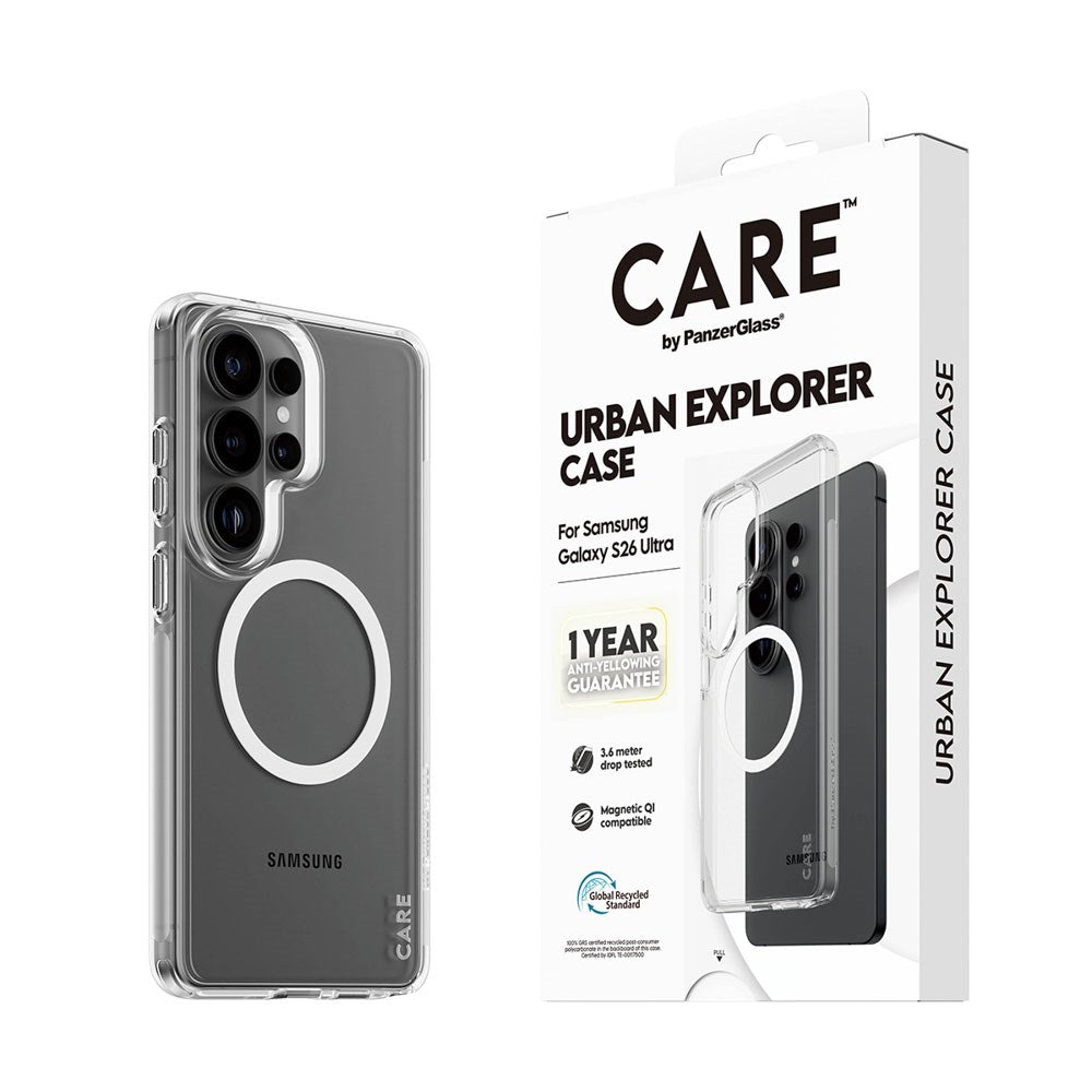 Samsung Galaxy S26 Ultra CARE by PanzerGlass Urban Explorer Case - Qi Kompatibel - Gennemsigtig / Hvid