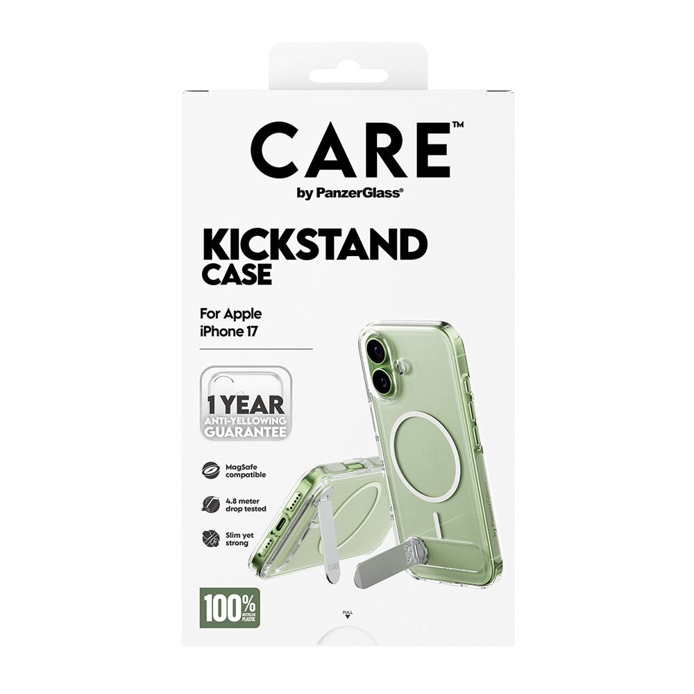 CARE by PanzerGlass iPhone 17 Feature Kickstand Case - MagSafe Kompatibel - Transparent / Silver