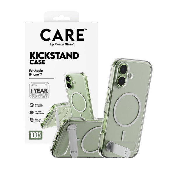 CARE by PanzerGlass iPhone 17 Feature Kickstand Case - MagSafe Kompatibel - Transparent / Silver