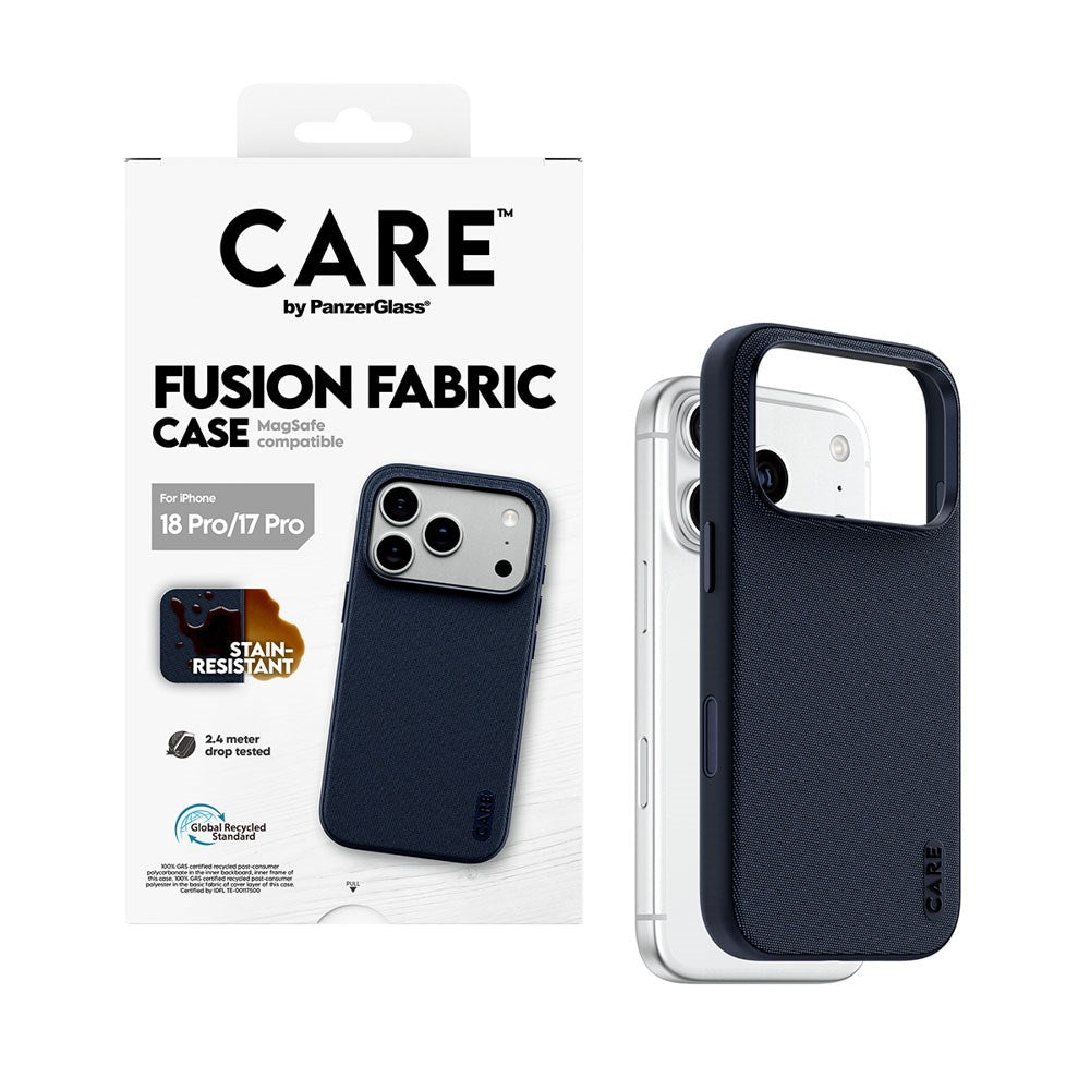 iPhone 18 Pro / 17 Pro CARE by PanzerGlass Fusion Fabric Cover - MagSafe Kompatibel - Blå