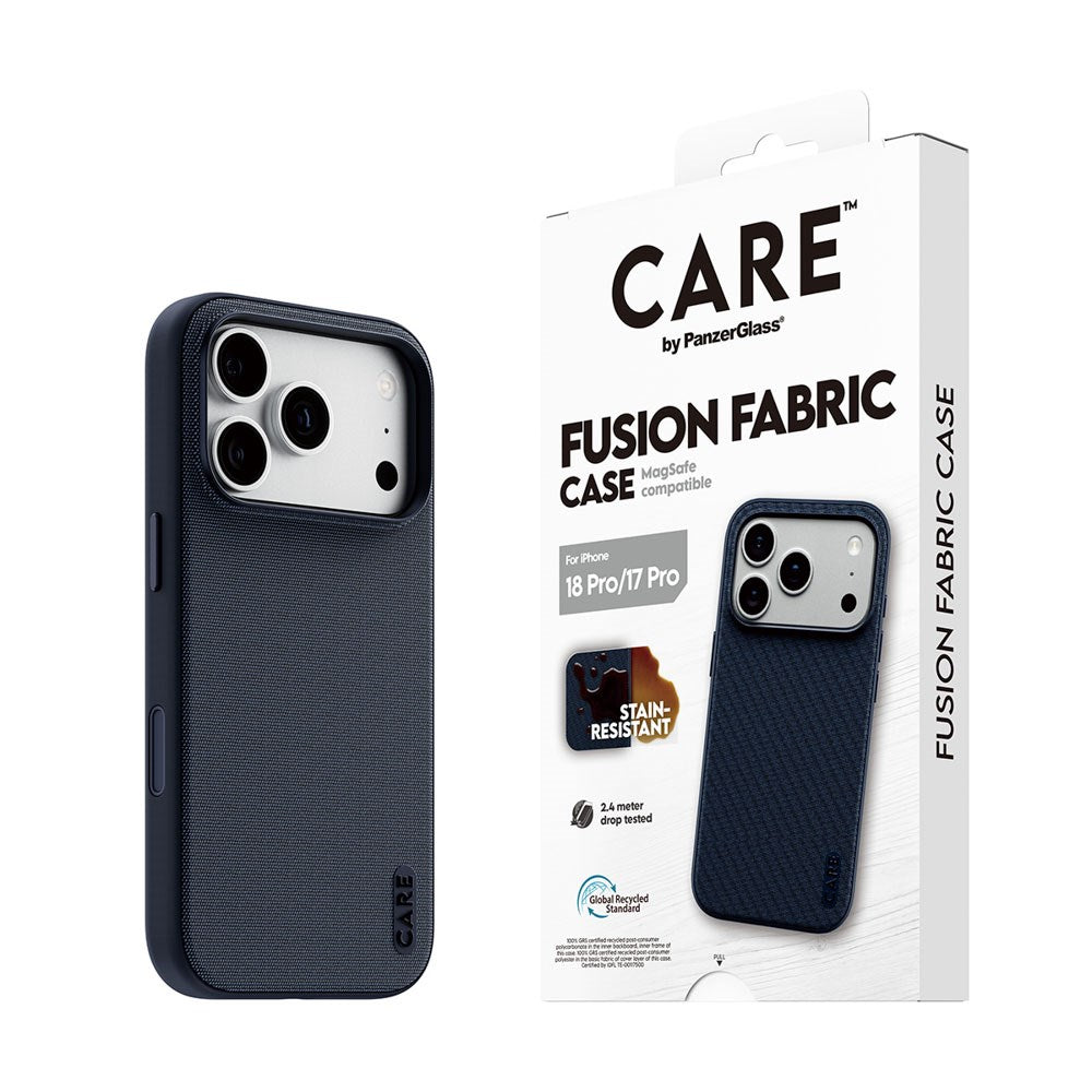 iPhone 18 Pro / 17 Pro CARE by PanzerGlass Fusion Fabric Cover - MagSafe Kompatibel - Blå