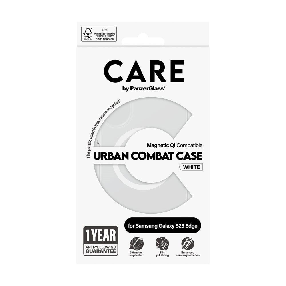CARE by PanzerGlass Samsung Galaxy S25 Edge FLAGSHIP Urban Combat Case - MagSafe Kompatibel - Transparent / White