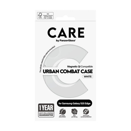 CARE by PanzerGlass Samsung Galaxy S25 Edge FLAGSHIP Urban Combat Case - MagSafe Kompatibel - Transparent / White