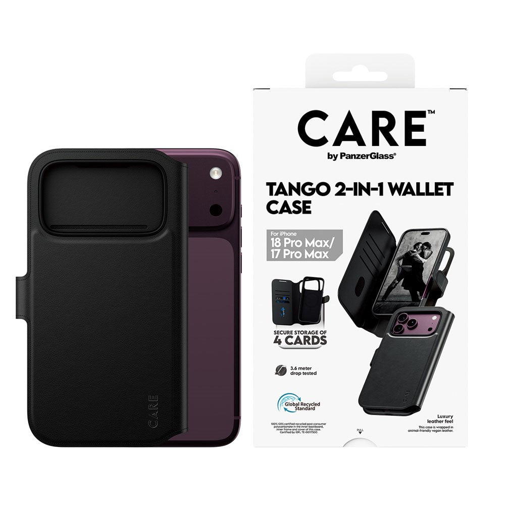 iPhone 18 Pro Max  / 17 Pro Max / 17 Pro Max CARE by PanzerGlass Feature Tango 2-in-1 Cover m. Pung - MagSafe Kompatibel - Sort