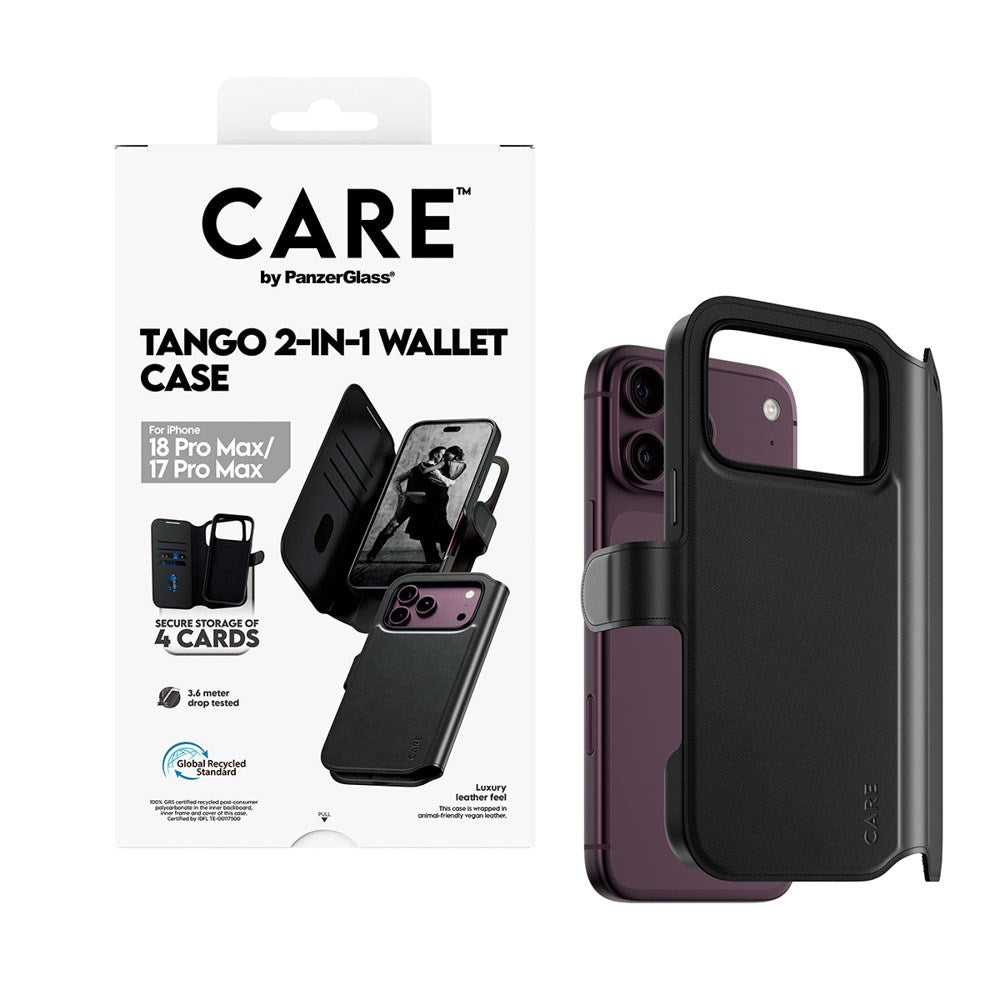iPhone 18 Pro Max  / 17 Pro Max / 17 Pro Max CARE by PanzerGlass Feature Tango 2-in-1 Cover m. Pung - MagSafe Kompatibel - Sort