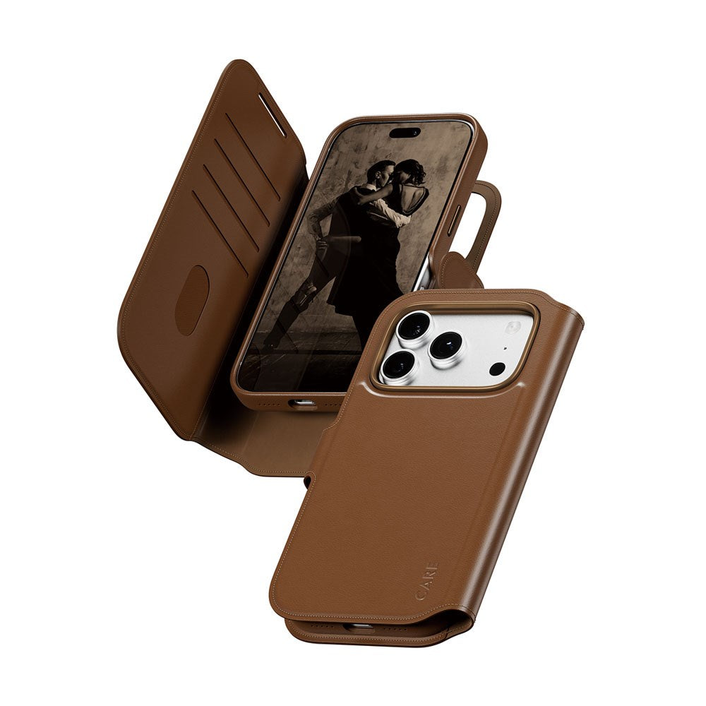 iPhone 18 Pro / 17 Pro CARE by PanzerGlass Feature Tango 2-in-1 Cover m. Pung - MagSafe Kompatibel - Brun