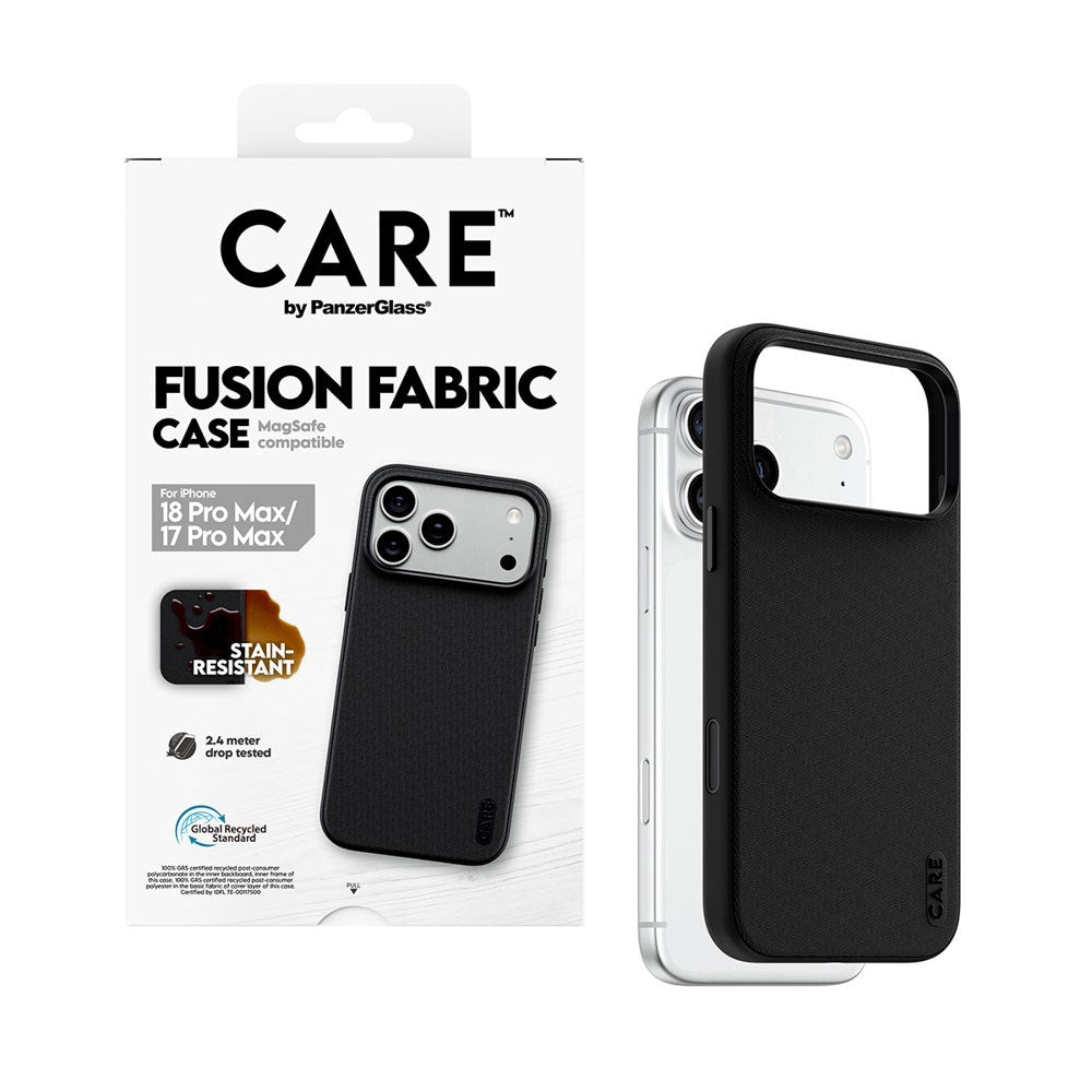 iPhone 18 Pro Max / 17 Pro Max CARE by PanzerGlass Fusion Fabric Cover - MagSafe Kompatibel - Sort