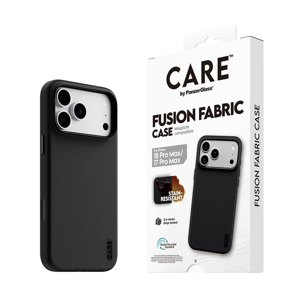 iPhone 18 Pro Max / 17 Pro Max CARE by PanzerGlass Fusion Fabric Cover - MagSafe Kompatibel - Sort