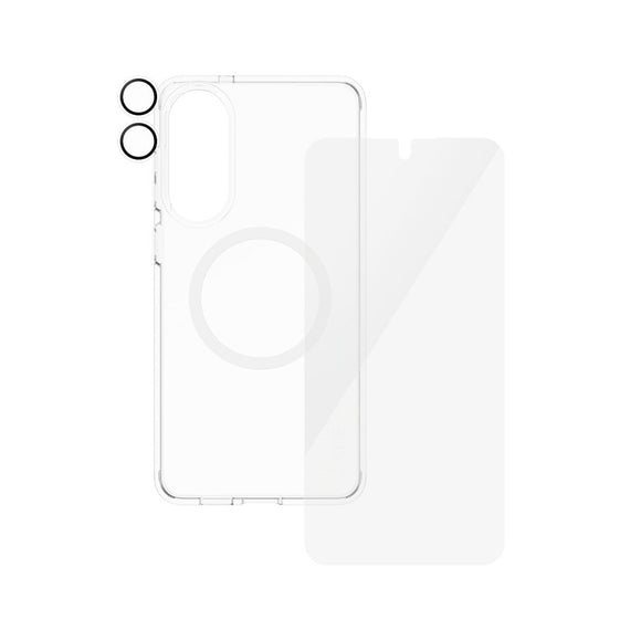 CARE by PanzerGlass Samsung Galaxy S25 Edge 3-i-1 FLAGSHIP Bundle - Cover / Skærmbeskyttelse (UWF) / Kamerabeskyttelse - Gennemsigtig / Hvid