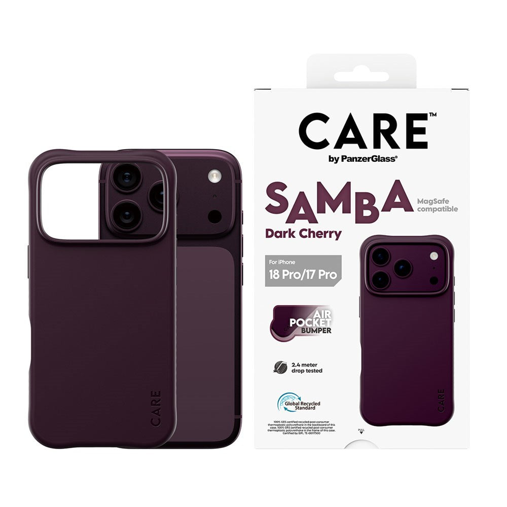 iPhone 18 Pro / 17 Pro CARE by PanzerGlass Fashionable Samba Case - MagSafe Kompatibel - Dark Cherry