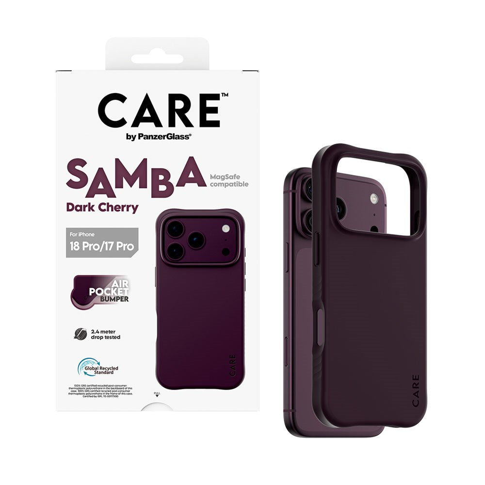 iPhone 18 Pro / 17 Pro CARE by PanzerGlass Fashionable Samba Case - MagSafe Kompatibel - Dark Cherry