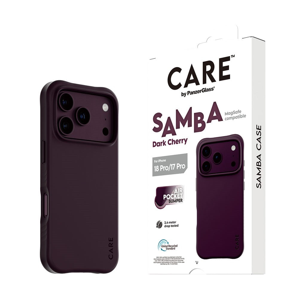 iPhone 18 Pro / 17 Pro CARE by PanzerGlass Fashionable Samba Case - MagSafe Kompatibel - Dark Cherry