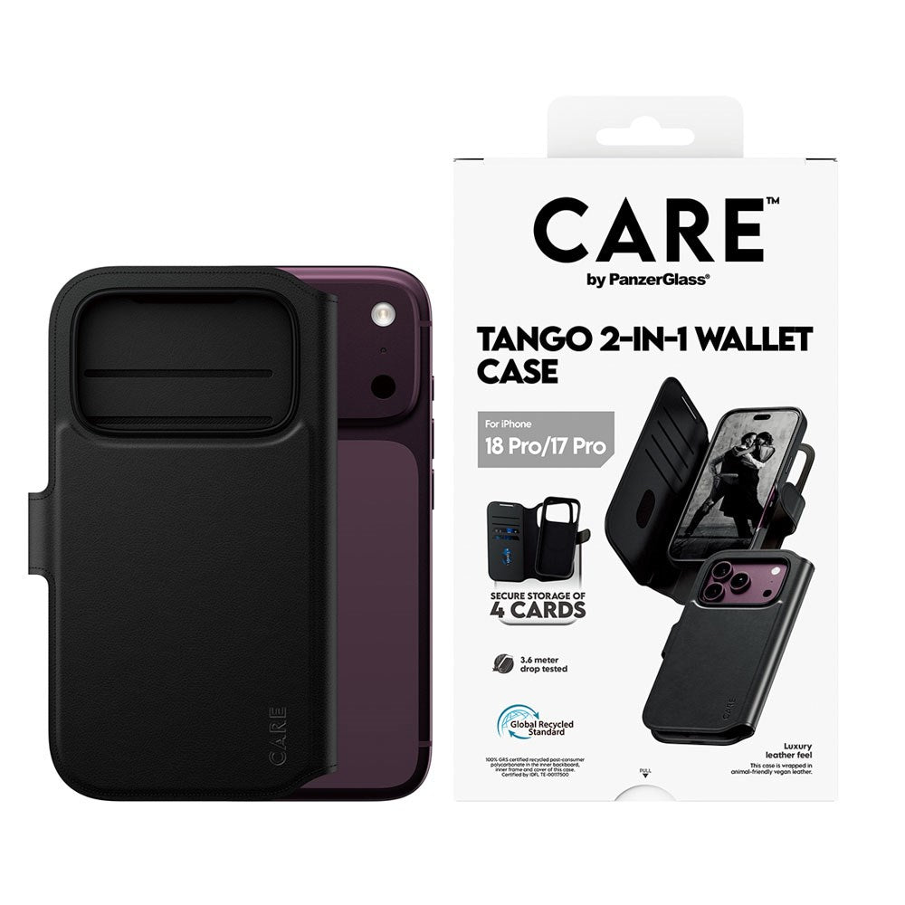iPhone 18 Pro / 17 Pro CARE by PanzerGlass Feature Tango 2-in-1 Cover m. Pung - MagSafe Kompatibel - Sort