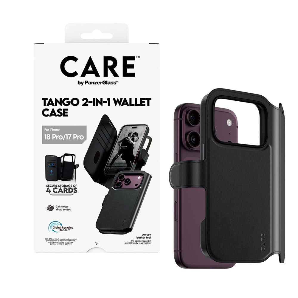iPhone 18 Pro / 17 Pro CARE by PanzerGlass Feature Tango 2-in-1 Cover m. Pung - MagSafe Kompatibel - Sort