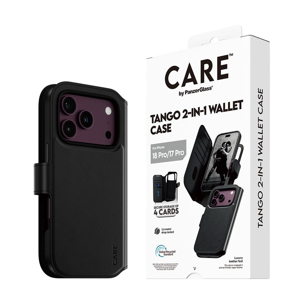 iPhone 18 Pro / 17 Pro CARE by PanzerGlass Feature Tango 2-in-1 Cover m. Pung - MagSafe Kompatibel - Sort
