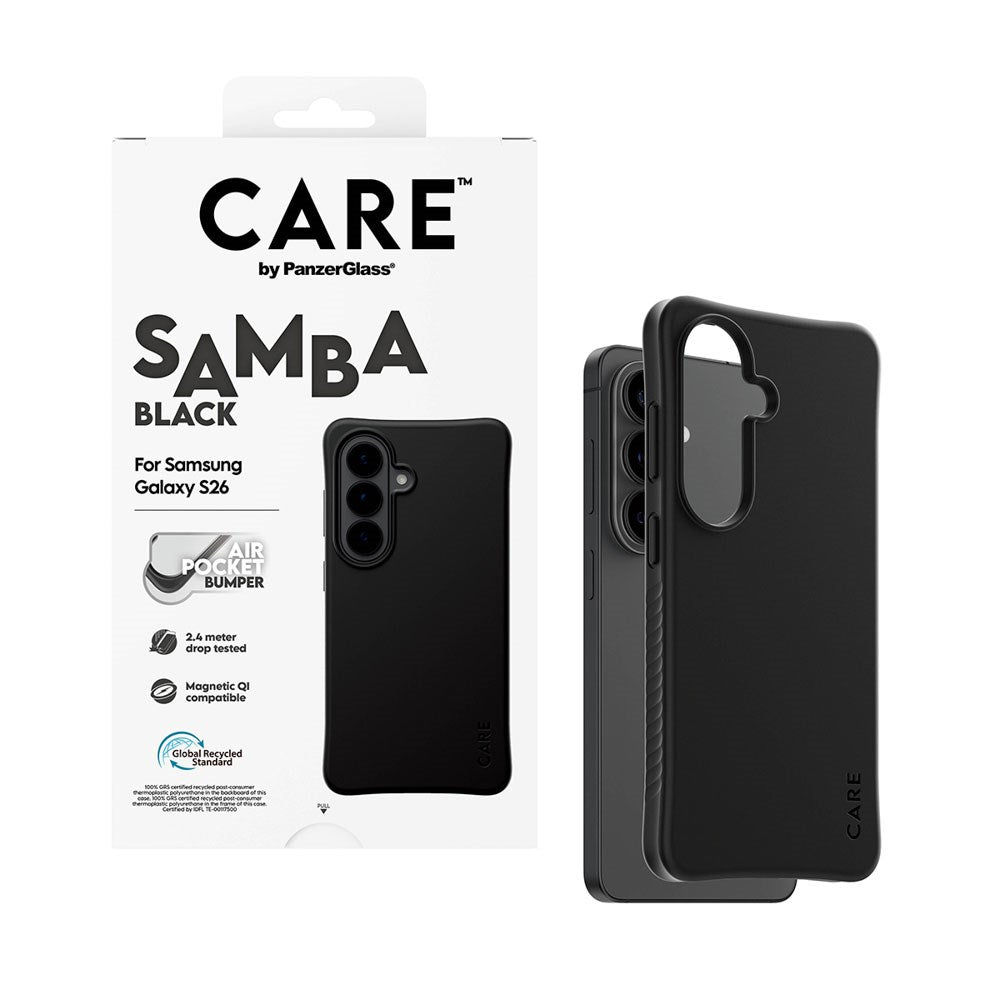 Samsung Galaxy S26 CARE by PanzerGlass Fashionable Samba Case - Qi Kompatibel - Sort