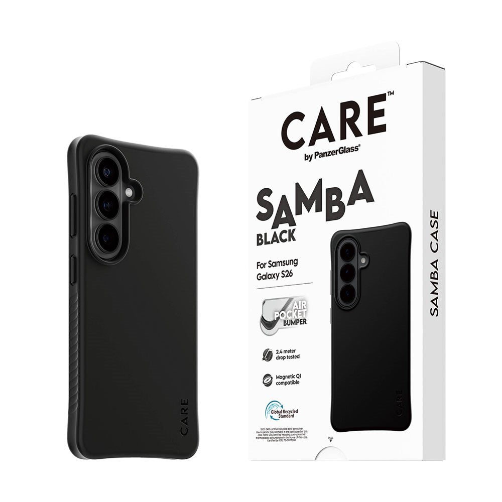 Samsung Galaxy S26 CARE by PanzerGlass Fashionable Samba Case - Qi Kompatibel - Sort