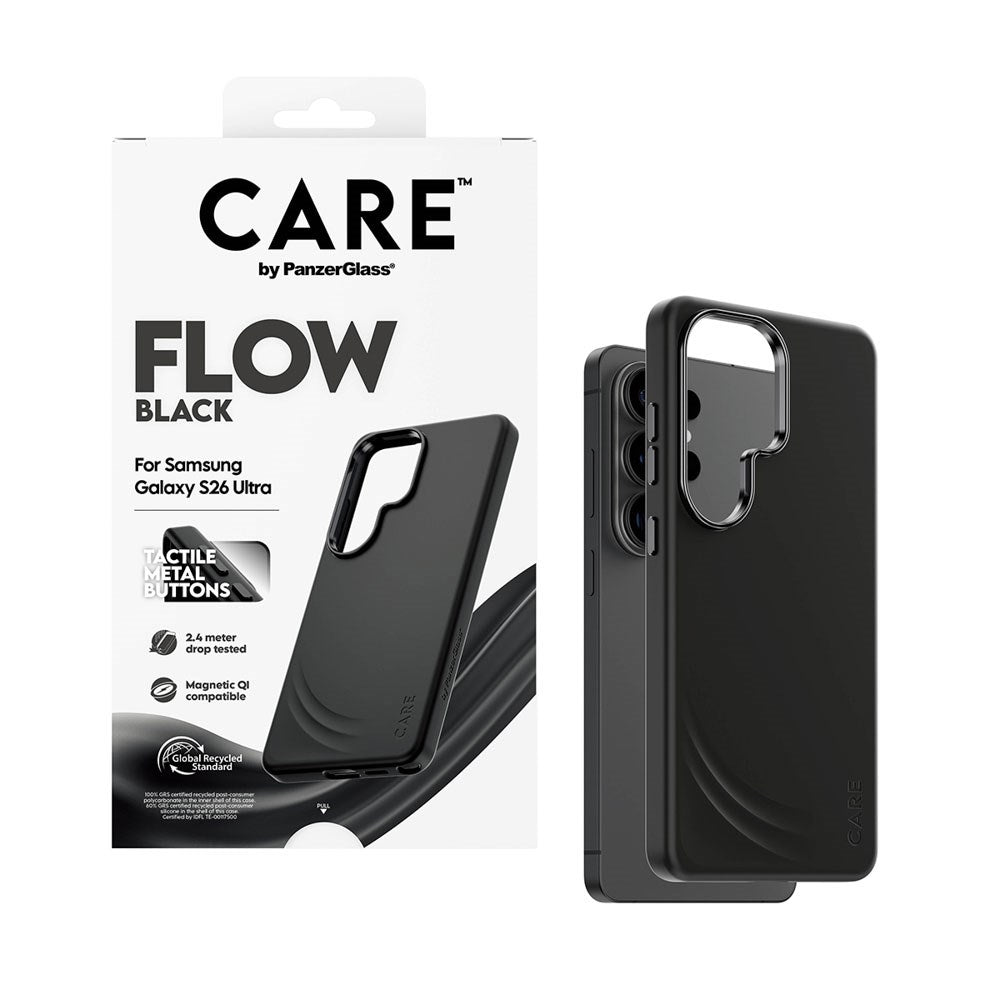 Samsung Galaxy S26 Ultra CARE by PanzerGlass Feature Flow Case - Qi Kompatibel - Sort