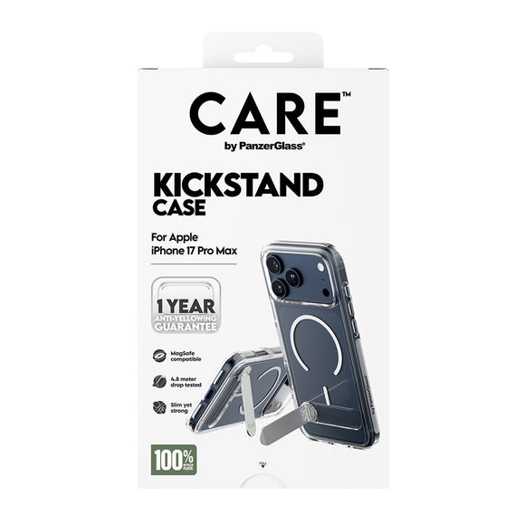 CARE by PanzerGlass iPhone 17 Pro Max Feature Kickstand Case - MagSafe Kompatibel - Transparent / Silver