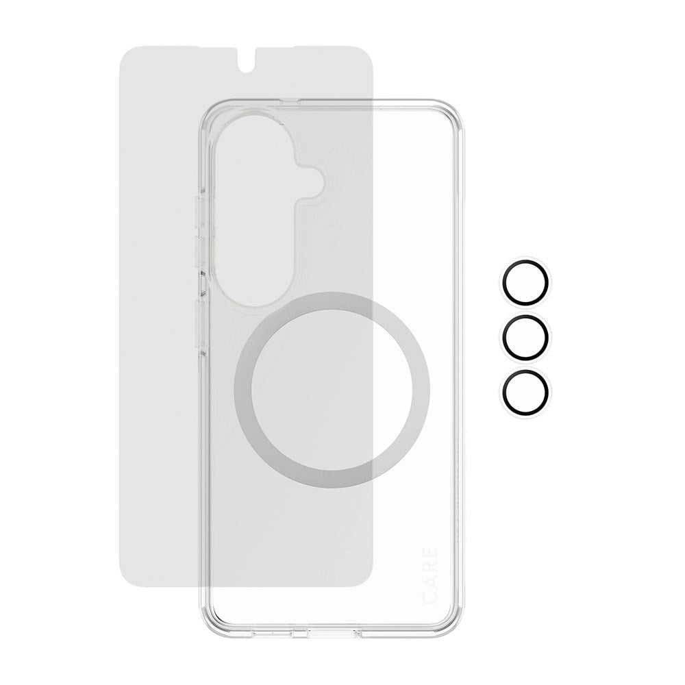 Samsung Galaxy S26 Urban Combat 3-in-1 Privacy Bundle m. Cover / Skærmbeskyttelse (Privacy) / Kamerabeskyttelse - Qi Kompatibel - Gennemsigtig