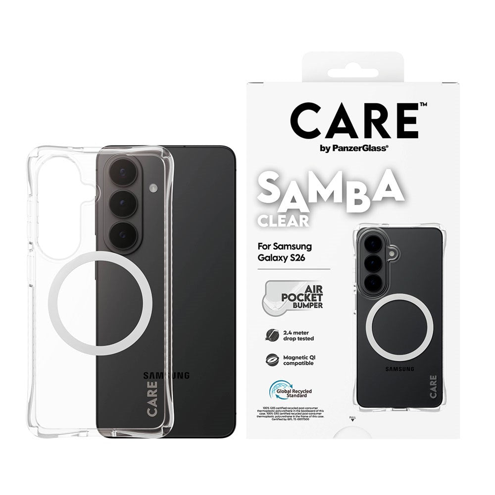 Samsung Galaxy S26 CARE by PanzerGlass Fashionable Samba Case - Qi Kompatibel - Gennemsigtig