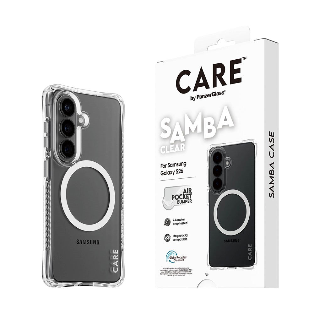 Samsung Galaxy S26 CARE by PanzerGlass Fashionable Samba Case - Qi Kompatibel - Gennemsigtig