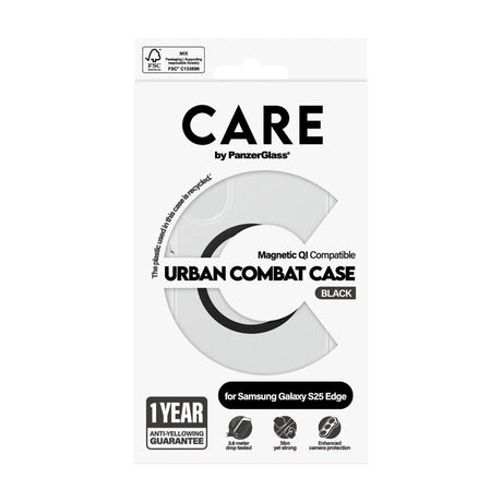 CARE by PanzerGlass Samsung Galaxy S25 Edge FLAGSHIP Urban Combat Case - MagSafe Kompatibel - Transparent / Black