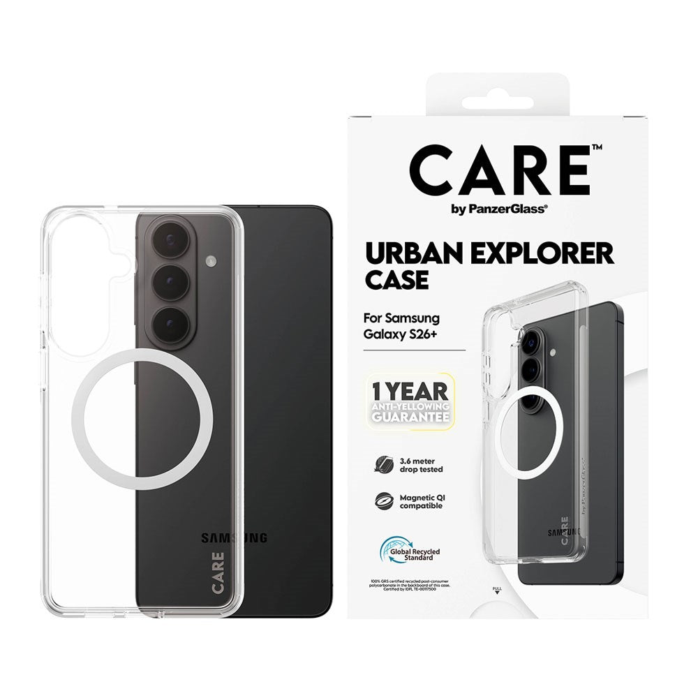 Samsung Galaxy S26+ (Plus) CARE by PanzerGlass Urban Explorer Case - Qi Kompatibel - Gennemsigtig / Hvid