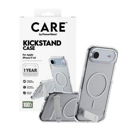 CARE by PanzerGlass iPhone Air Feature Kickstand Case - MagSafe Kompatibel - Transparent / Silver