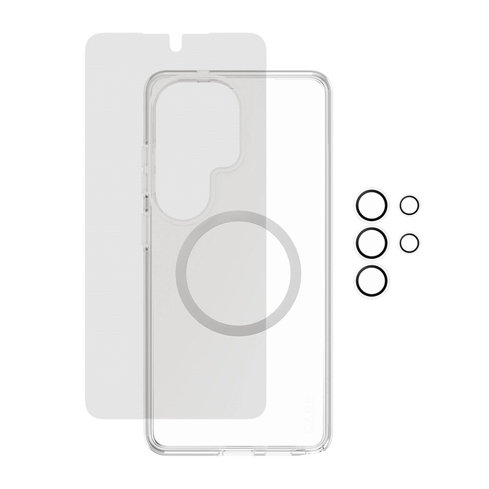 Samsung Galaxy S26 Ultra Urban Combat 3-in-1 Privacy Bundle m. Cover / Skærmbeskyttelse (Privacy) / Kamerabeskyttelse - Qi Kompatibel - Gennemsigtig