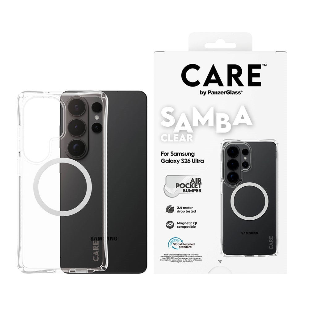 Samsung Galaxy S26 Ultra CARE by PanzerGlass Fashionable Samba Case - Qi Kompatibel - Gennemsigtig
