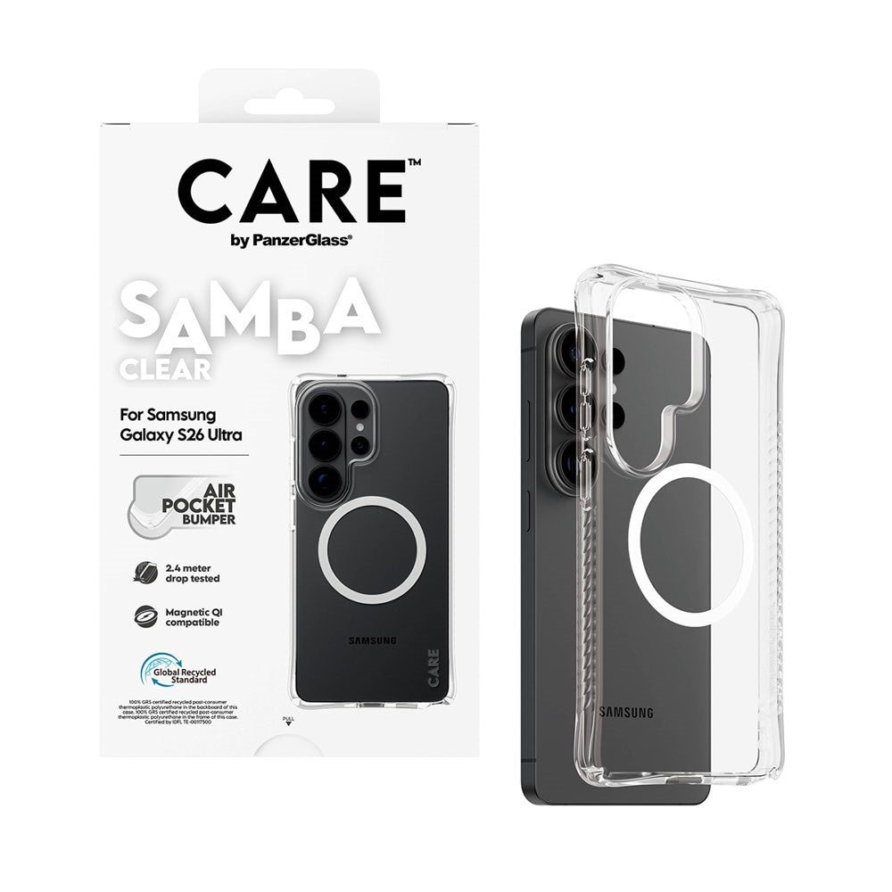 Samsung Galaxy S26 Ultra CARE by PanzerGlass Fashionable Samba Case - Qi Kompatibel - Gennemsigtig