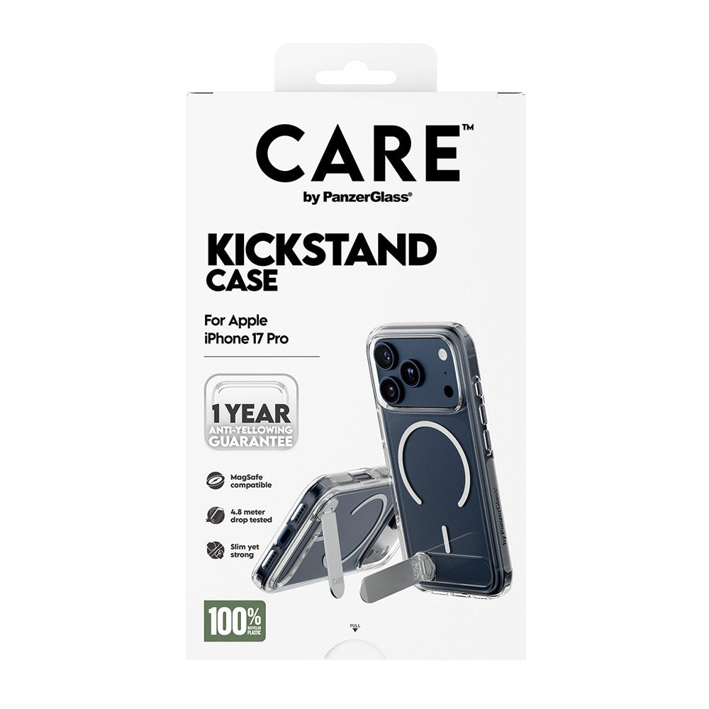 CARE by PanzerGlass iPhone 17 Pro Feature Kickstand Case - MagSafe Kompatibel - Transparent / Silver