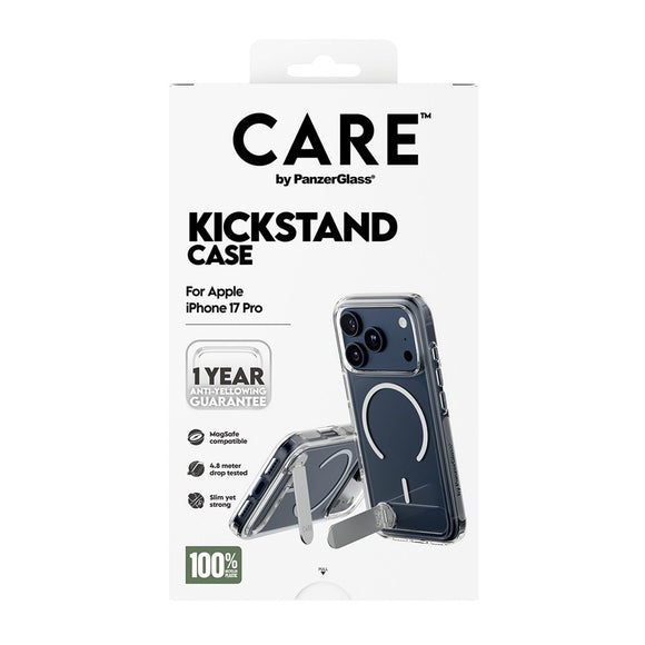 CARE by PanzerGlass iPhone 17 Pro Feature Kickstand Case - MagSafe Kompatibel - Transparent / Silver