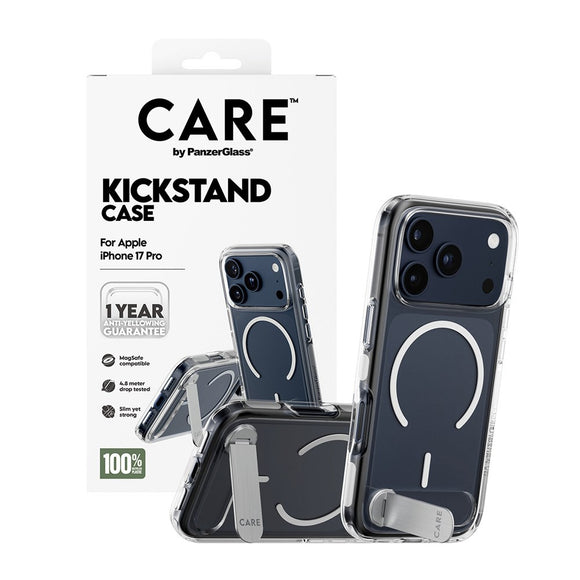 CARE by PanzerGlass iPhone 17 Pro Feature Kickstand Case - MagSafe Kompatibel - Transparent / Silver