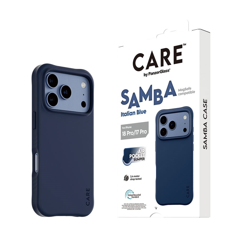 iPhone 18 Pro / 17 Pro CARE by PanzerGlass Fashionable Samba Case - MagSafe Kompatibel - Italian Blue