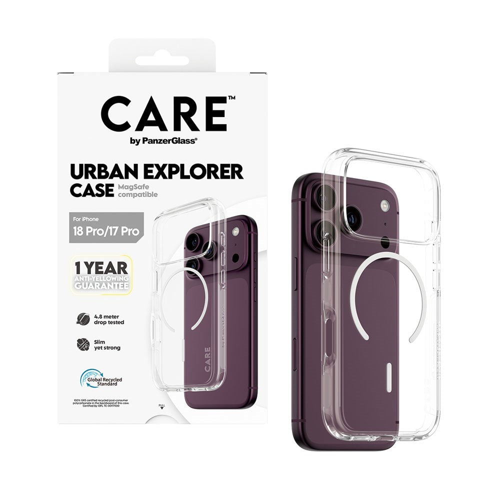 iPhone 18 Pro / 17 Pro CARE by PanzerGlass FLAGSHIP Urban Explorer Case - MagSafe Kompatibel - Transparent / White