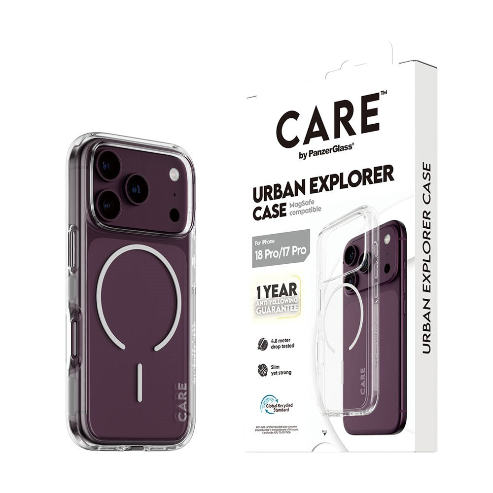 iPhone 18 Pro / 17 Pro CARE by PanzerGlass FLAGSHIP Urban Explorer Case - MagSafe Kompatibel - Transparent / White