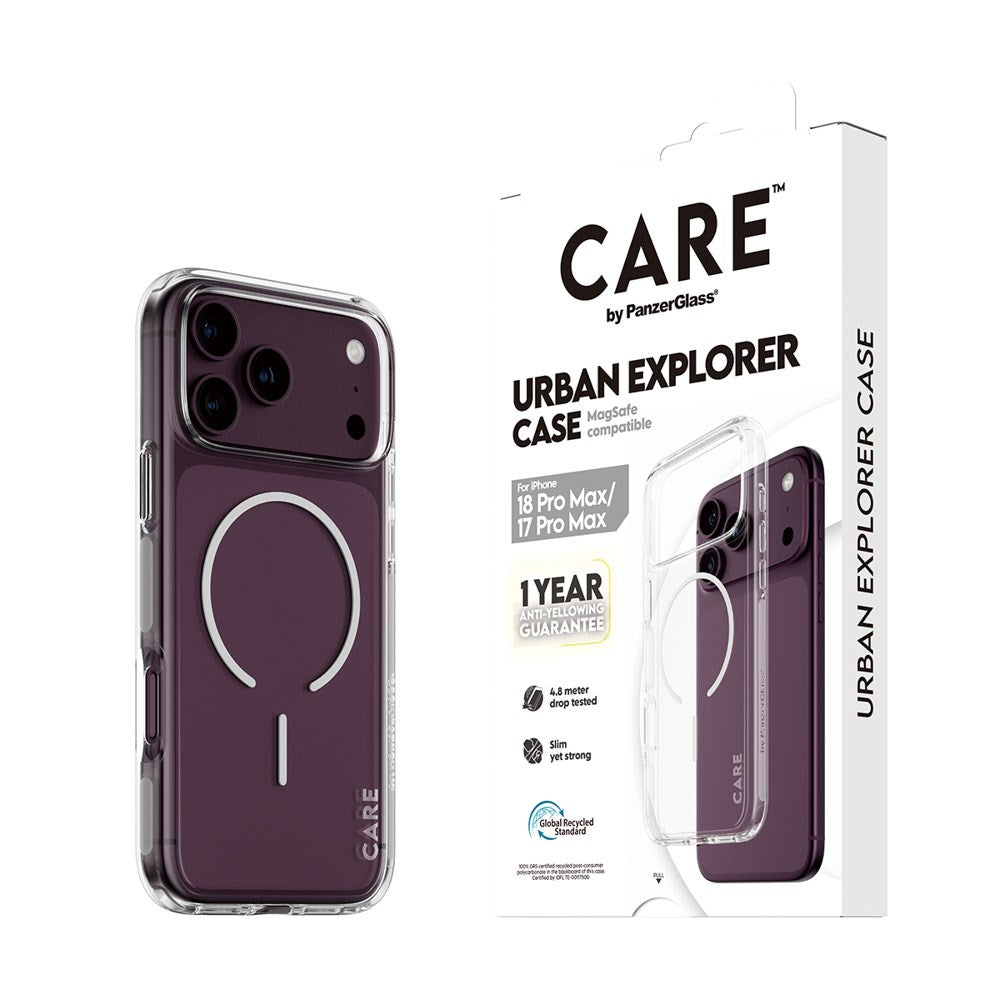 iPhone 18 Pro Max  / 17 Pro Max CARE by PanzerGlass FLAGSHIP Urban Explorer Case - MagSafe Kompatibel - Transparent / White