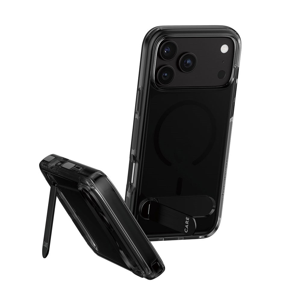 iPhone 18 Pro Max  / 17 Pro Max CARE by PanzerGlass Feature Kickstand Case - MagSafe Kompatibel - Sort / Gennemsigtig