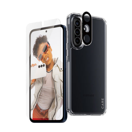 CARE by PanzerGlass Samsung Galaxy A36 (5G) 3-i-1 FLAGSHIP Bundle - Cover / Skærmbeskyttelse (UWF) / Kamerabeskyttelse - Gennemsigtig