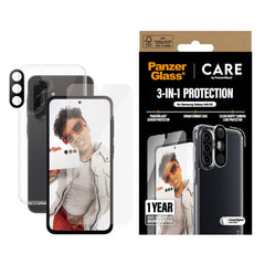 CARE by PanzerGlass Samsung Galaxy A36 (5G) 3-i-1 FLAGSHIP Bundle - Cover / Skærmbeskyttelse (UWF) / Kamerabeskyttelse - Gennemsigtig