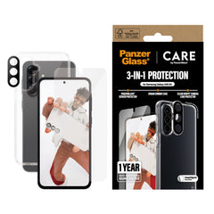 CARE by PanzerGlass Samsung Galaxy A56 (5G) 3-i-1 FLAGSHIP Bundle - Cover / Skærmbeskyttelse (UWF) / Kamerabeskyttelse - Gennemsigtig