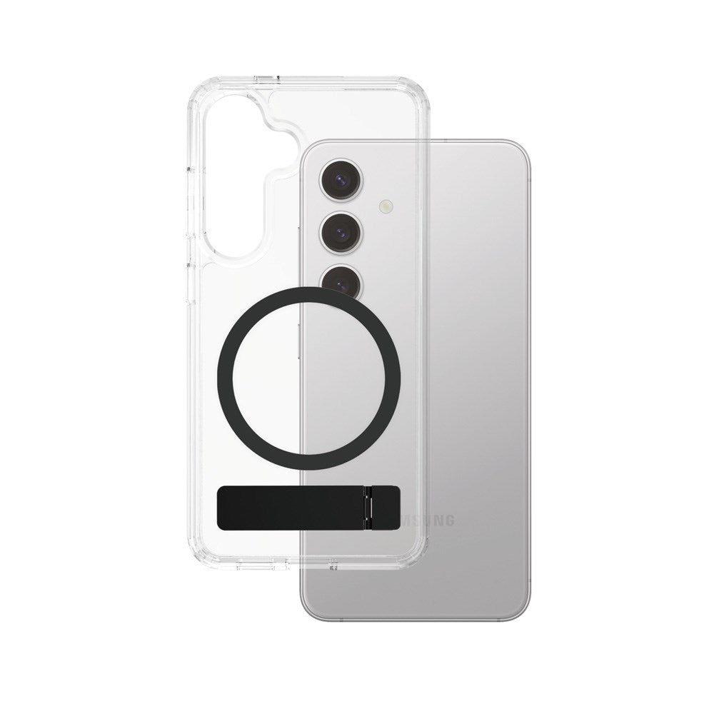 CARE by PanzerGlass Samsung Galaxy S25+ (Plus) Feature Kickstand Case - Qi Kompatibel - Transparent / Black